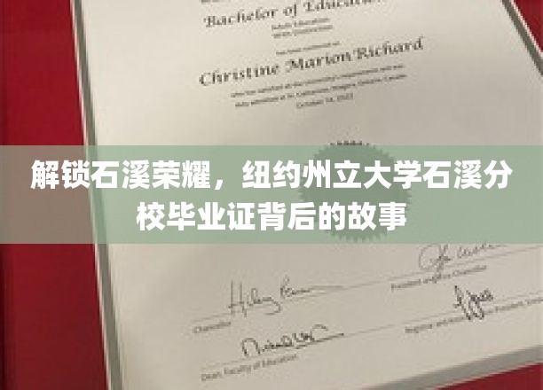 解锁石溪荣耀，纽约州立大学石溪分校毕业证背后的故事