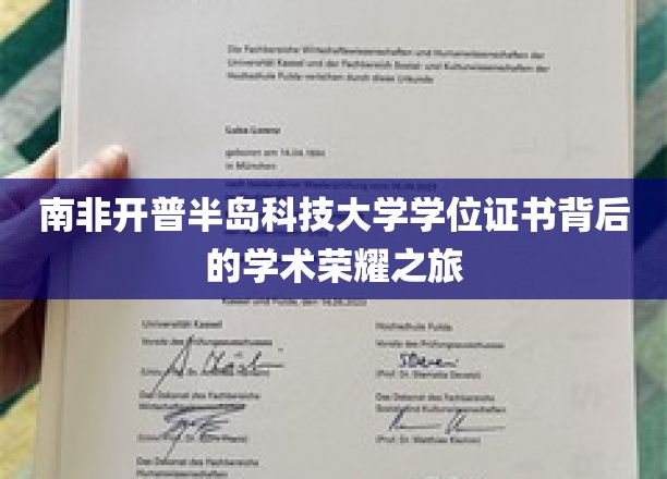 南非开普半岛科技大学学位证书背后的学术荣耀之旅