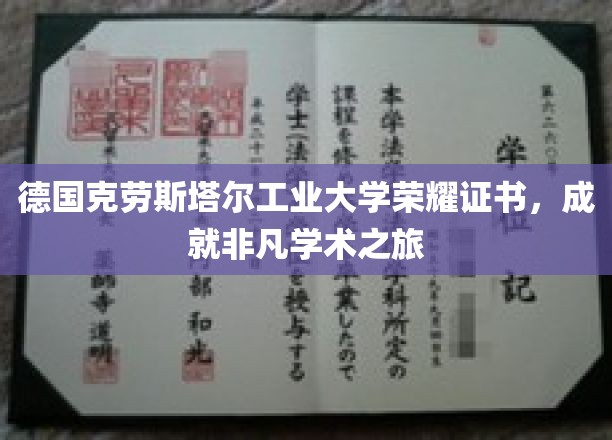 德国克劳斯塔尔工业大学荣耀证书，成就非凡学术之旅