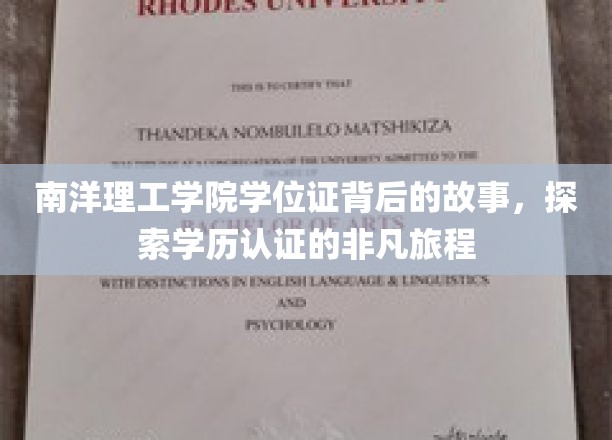 南洋理工学院学位证背后的故事，探索学历认证的非凡旅程