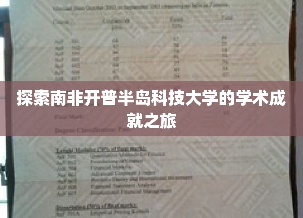 南非开普半岛科技大学，解锁学术创新之旅