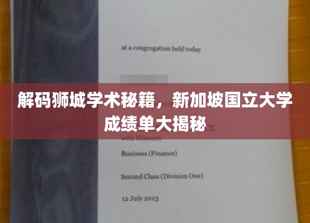 解码狮城学术秘籍，新加坡国立大学成绩单大揭秘