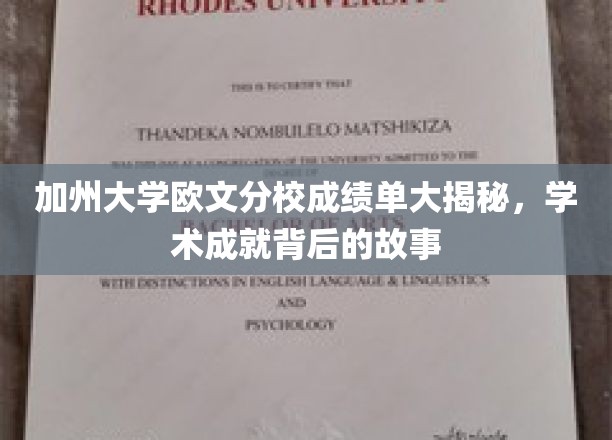加州学子秘境探秘，欧文分校成绩单背后的辉煌篇章