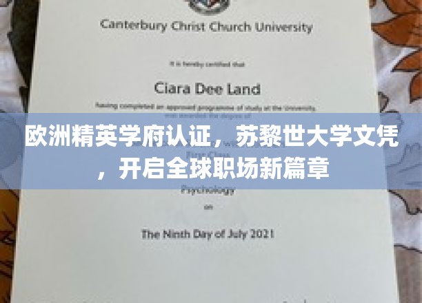 欧洲精英学府认证，苏黎世大学文凭，开启全球职场新篇章