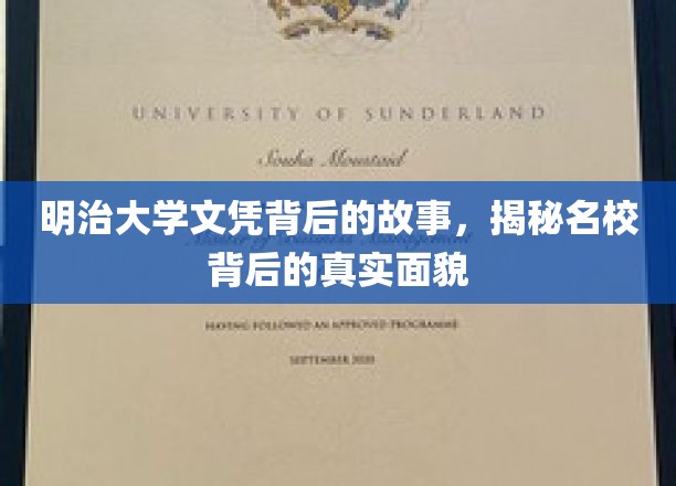 明治大学文凭背后的故事，揭开名校真实风采