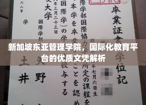 新加坡东亚管理学院，国际化教育平台的优质文凭解析