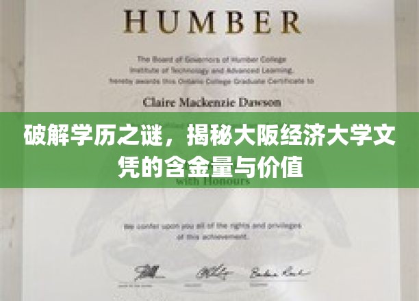 解码大阪经济大学文凭，探究其真实价值与行业认可度