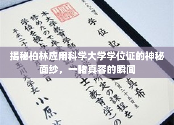 一窥柏林应用科学大学学位证的庄严风貌，感受其真实魅力