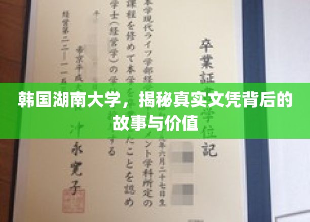 韩国湖南大学，揭秘真实文凭背后的故事与价值
