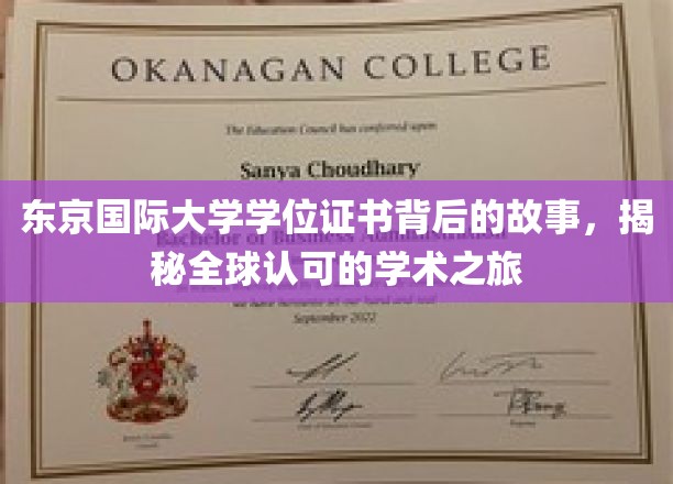 解码东京国际大学证书，一场跨越世界的学术传奇之旅