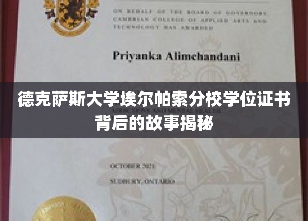 德克萨斯大学埃尔帕索分校学位证书背后的故事揭秘