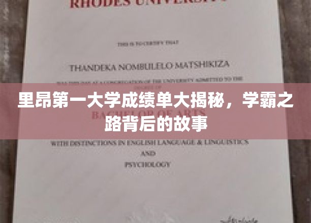 揭秘里昂第一大学学霸档案，探索学霸背后的辉煌之路
