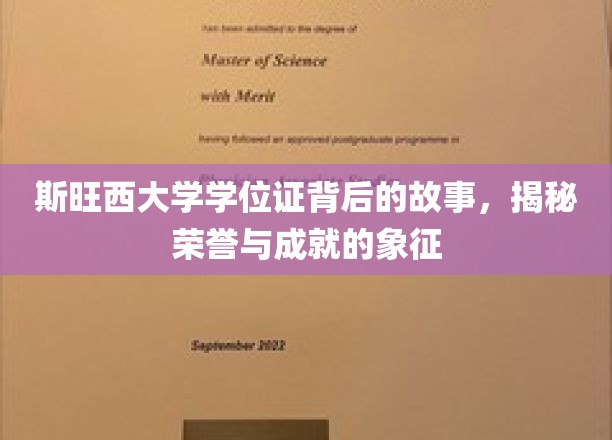 斯旺西荣耀，学位证书背后的荣誉轨迹