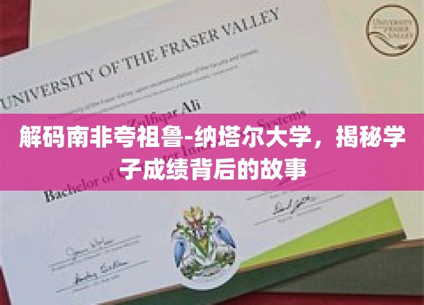 探寻夸祖鲁-纳塔尔大学学霸之路，成绩背后的成长传奇