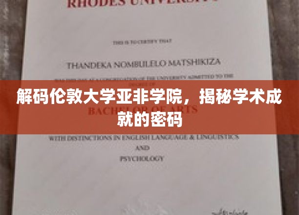 伦敦大学亚非学院，揭秘顶尖学术成就的神秘钥匙