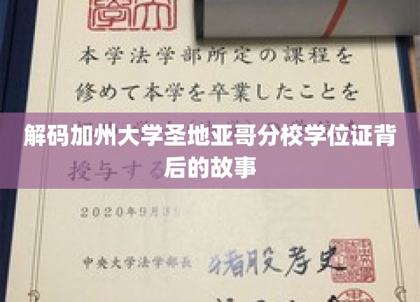 解码加州大学圣地亚哥分校学位证背后的故事