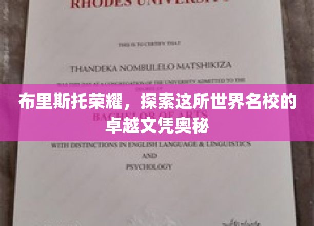 布里斯托荣耀，探索这所世界名校的卓越文凭奥秘