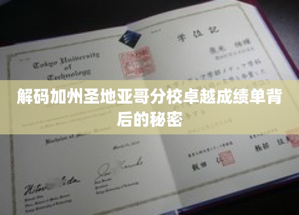 解码加州圣地亚哥分校卓越成绩单背后的秘密