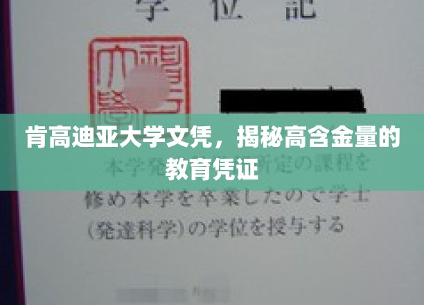 肯高迪亚荣耀证书，揭秘高学历背后的价值与魅力