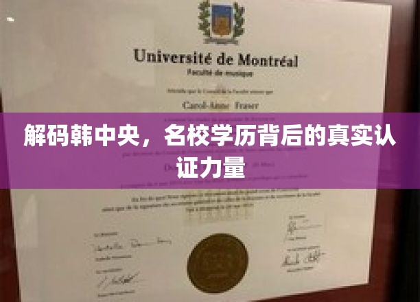 解码韩中央，名校学历背后的真实认证力量