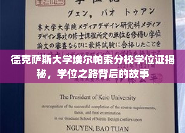 德克萨斯大学埃尔帕索分校学位证揭秘，学位之路背后的故事