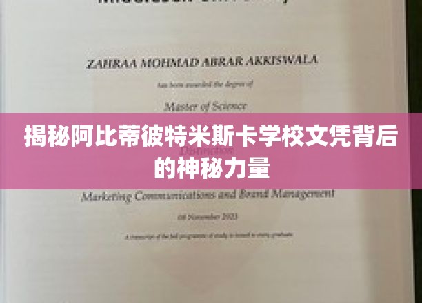 揭开阿比蒂彼特米斯卡学校文凭的神秘魅力