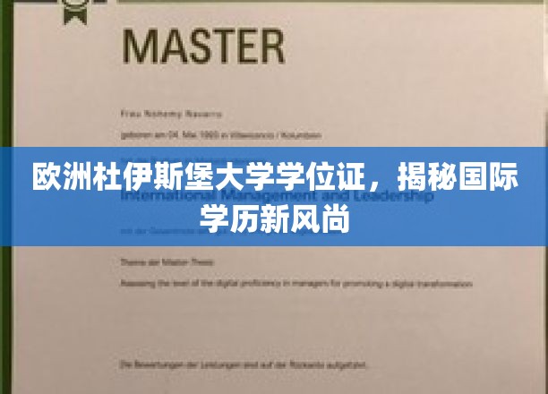 跨国学历新潮流，揭秘杜伊斯堡大学学位证的全球影响力