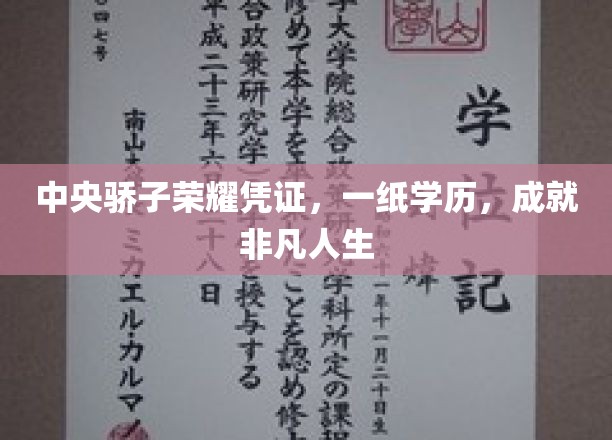 中央骄子荣耀凭证，一纸学历，成就非凡人生