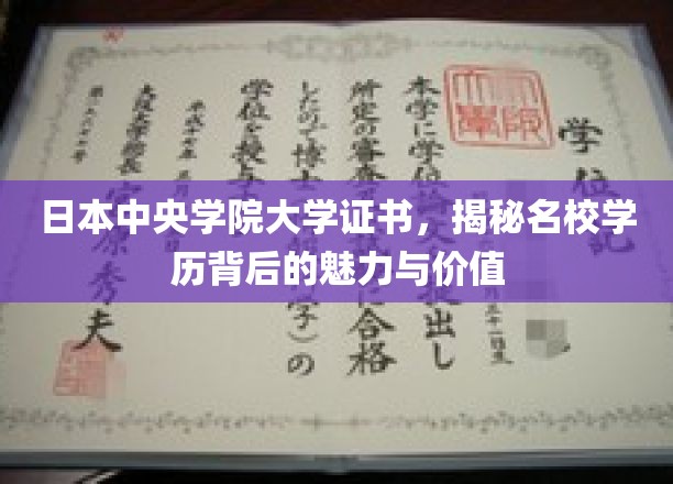 解码日本中央学院大学证书，名校光环下的学历奥秘与吸引力