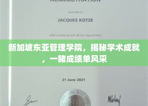新加坡东亚管理学院，探索卓越成就，绽放学术荣耀瞬间