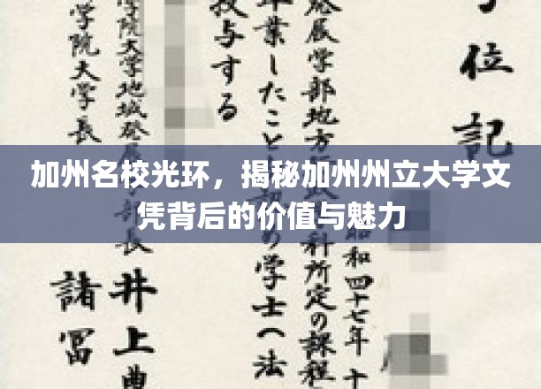 加州名校光环，深度解析加州州立大学文凭的价值与魅力