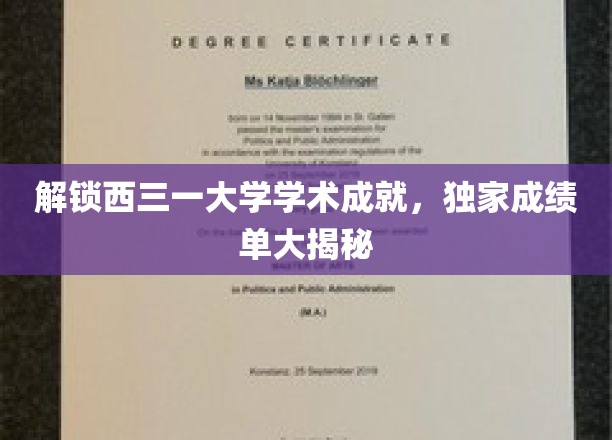 解锁西三一大学学术成就，独家成绩单大揭秘