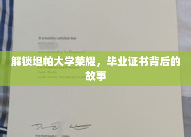 探寻坦帕大学荣耀轨迹，揭秘毕业证书背后的辉煌传奇