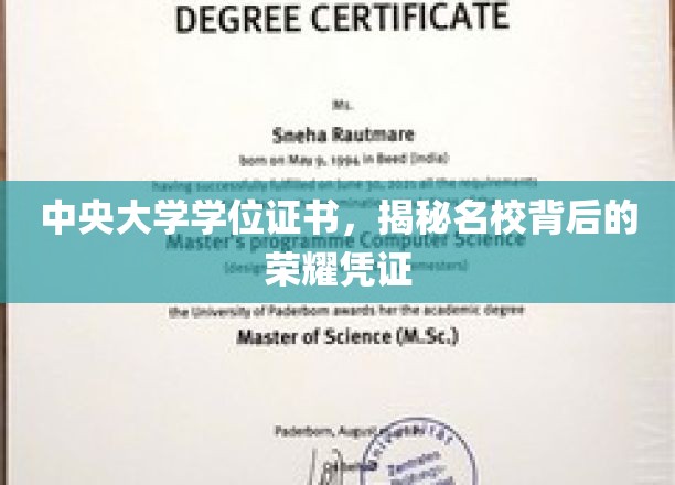 名校荣耀一纸证，中央大学学位见证非凡历程