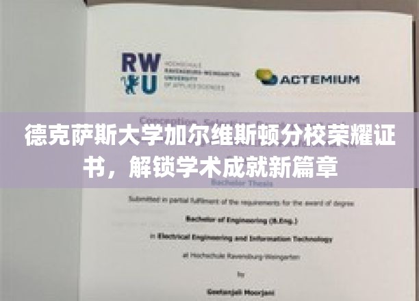 德克萨斯大学加尔维斯顿分校荣耀证书，开启学术成就新篇章
