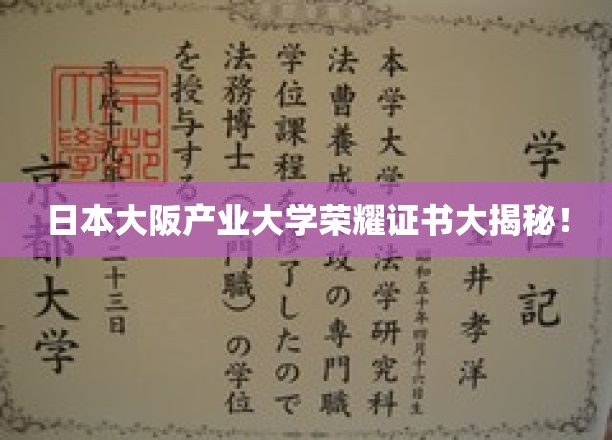 日本大阪产业大学荣耀证书大揭秘！