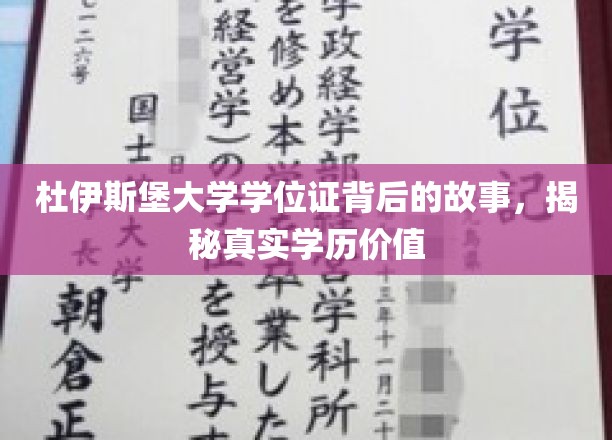 杜伊斯堡大学学位证背后的故事，揭示真实学历价值
