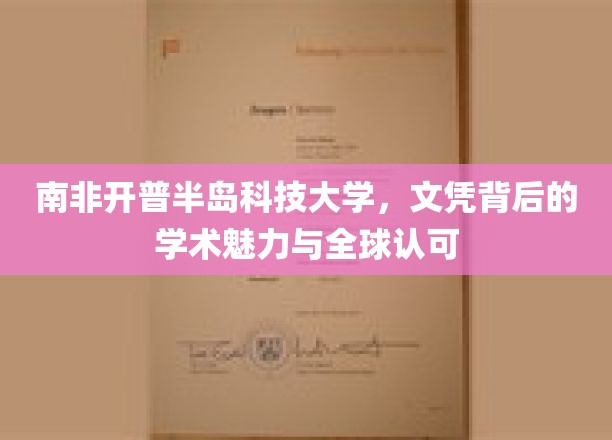 探索南非开普半岛科技大学，全球视野下的学术精英摇篮