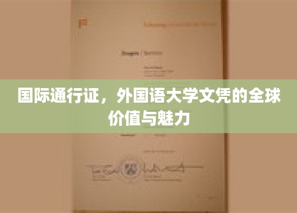 全球通行无阻，外国语大学文凭的国际化风采