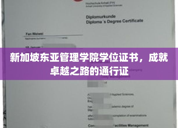 新加坡东亚管理学院学位证书，成就卓越之路的通行证