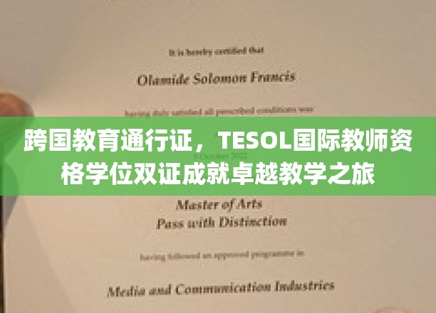 解锁全球教育舞台，TESOL双证助力成为国际教学精英