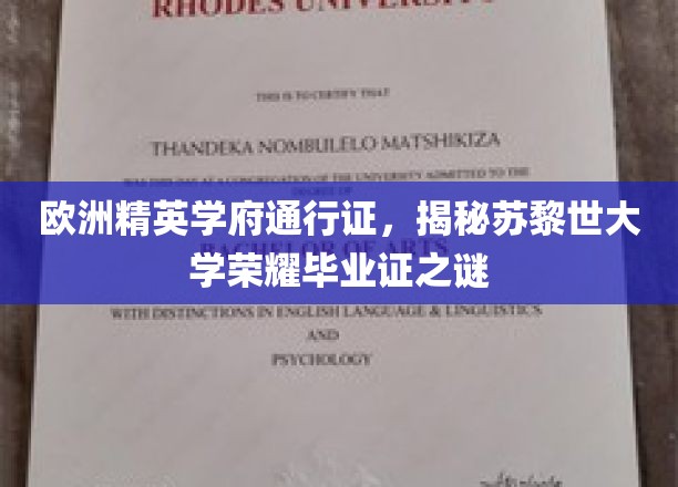 解锁苏黎世大学荣耀毕业证，欧洲精英学府的秘密通行证