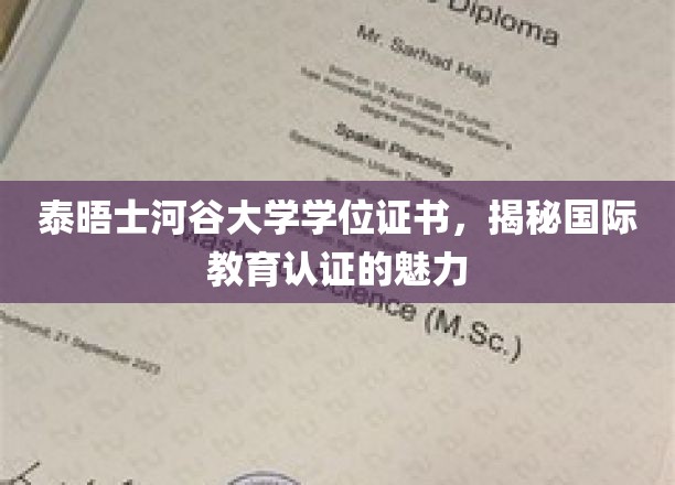 泰晤士河谷大学学位证书，彰显国际教育认证的卓越品质