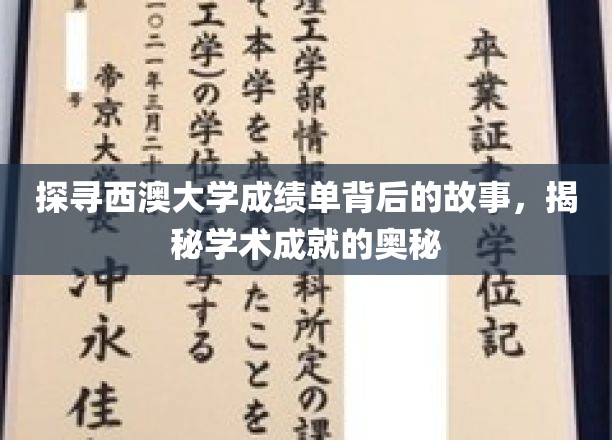 解码西澳大学成绩单，揭开学术辉煌的神秘面纱