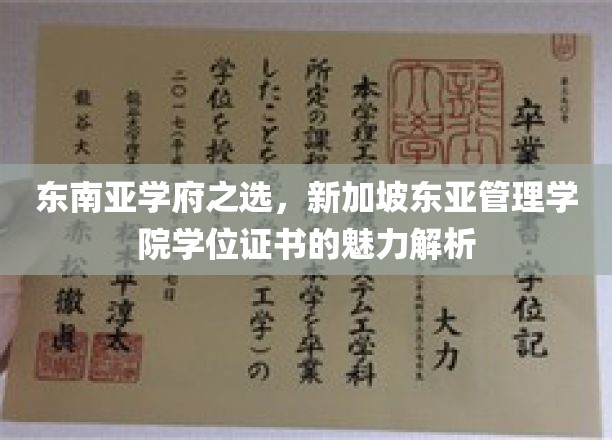 解码新加坡东亚管理学院，东南亚学历新宠的证书奥秘