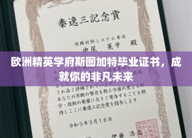 斯图加特精英学府毕业证书，开启非凡人生新篇章