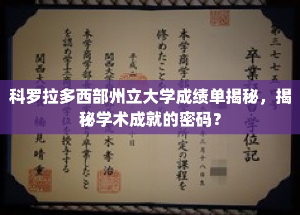 解码科罗拉多西部州立大学，揭开成绩单背后的学术奥秘