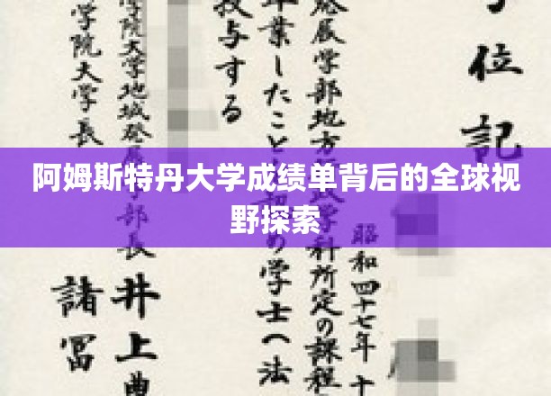 穿越阿姆斯特丹，一纸成绩单背后的国际视野之旅