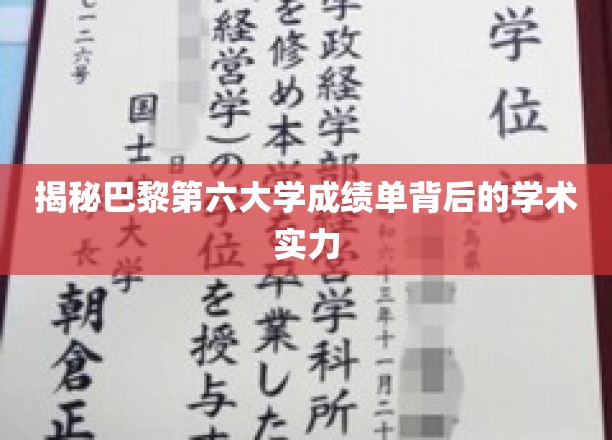 揭秘巴黎第六大学成绩单背后的学术实力