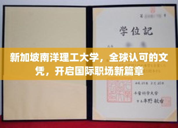 新加坡南洋理工大学，全球认可的文凭，开启国际职场新篇章